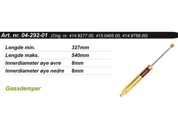 Støtdemper Ski-Doo Bakre Kimpex Gold 414927700 415040500 414975800 